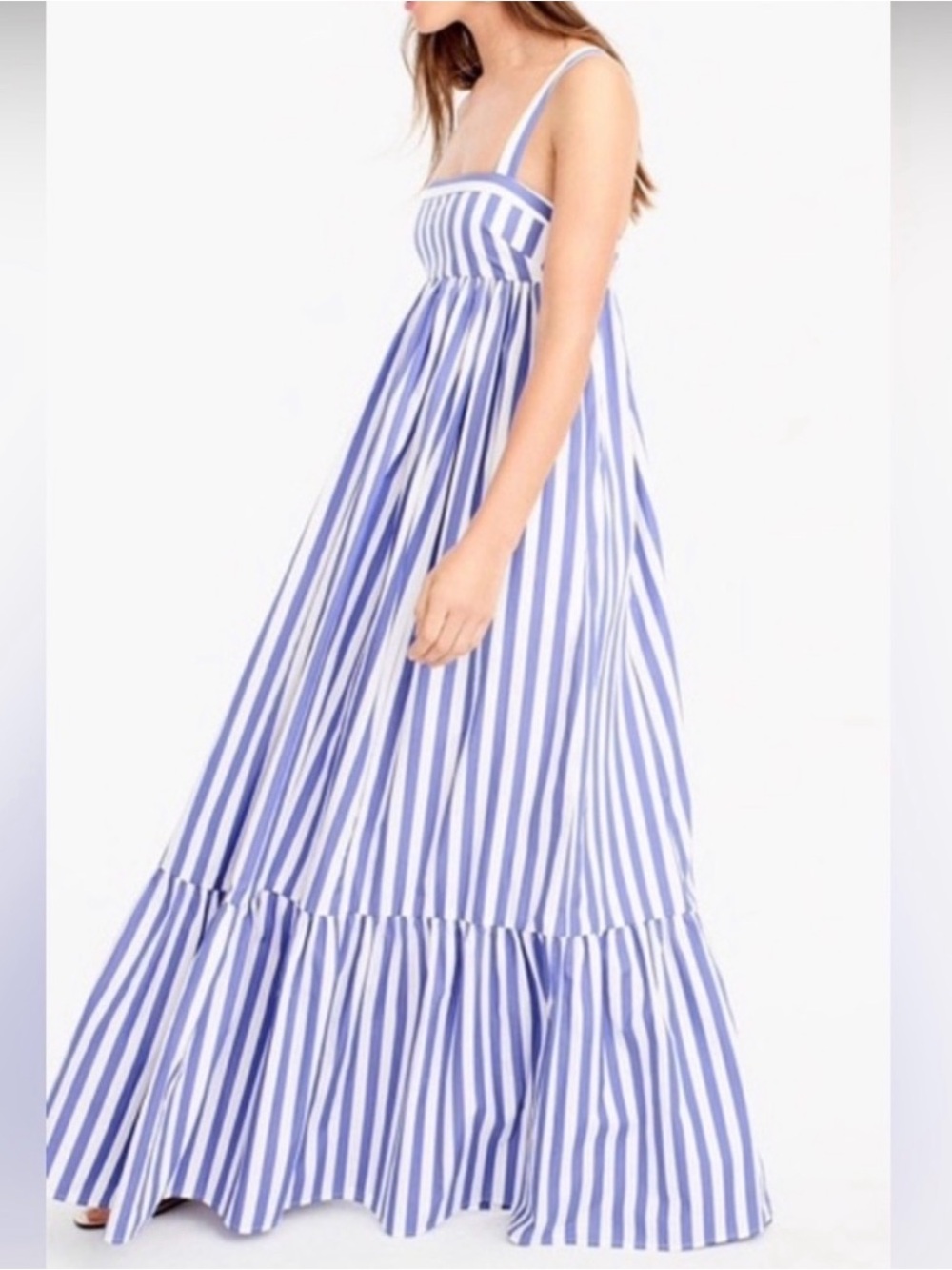 J. Crew x Thomas Mason blue and white stripe maxi dress